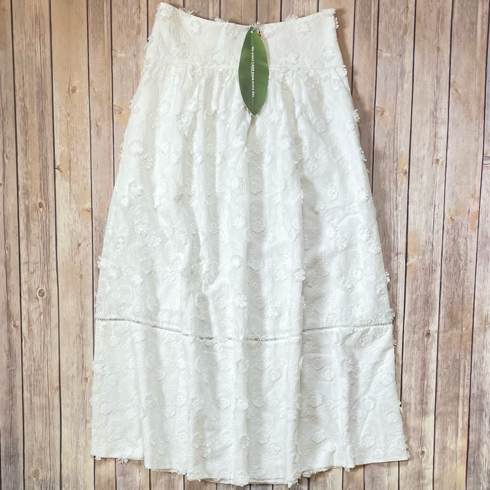 Farm Rio Off White 3D Flower Midi Skirt